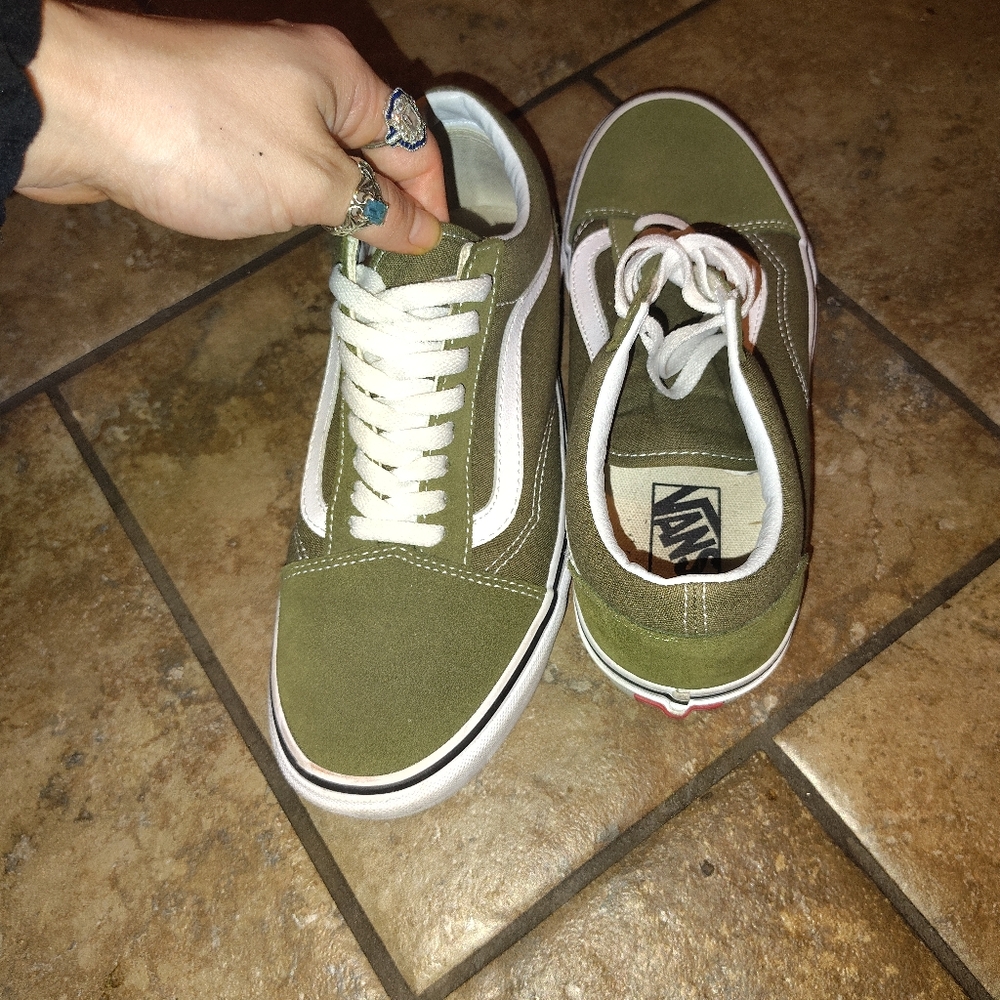 Olive green vans sneakers